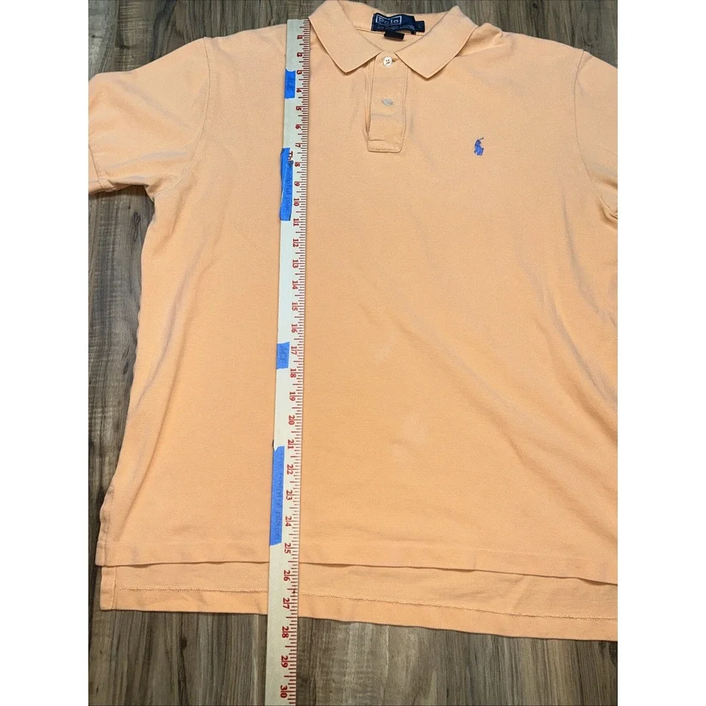 Polo Ralph Lauren Short Sleeve Polo  Orange Blue Pony 100%‎ Cotton, Mens Large